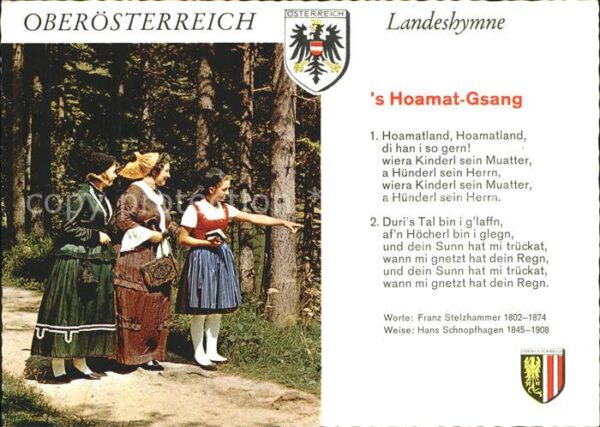 Liederkarte Landeshymne Oberösterreich 's Hoamat-Gs