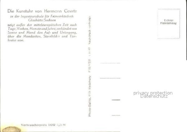 Uhren Kunstuhr Hermann Goertz Glashütte Sachs – Bild 2