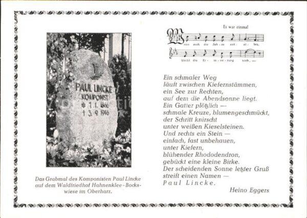 Komponist Paul Lincke Grabmal Waldfriedhof Hahnen