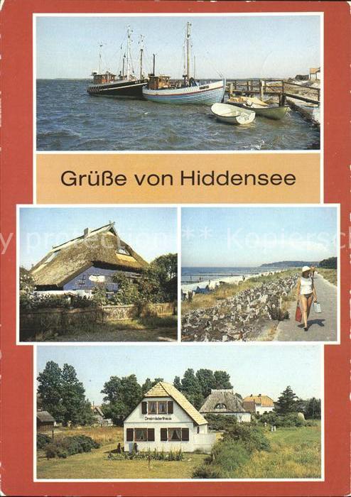 Insel Hiddensee Vitte Hafen Blaue Scheune Dünendamm