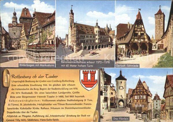 Rothenburg Tauber Röderbogen mit Markusturm Rathaus Gerla