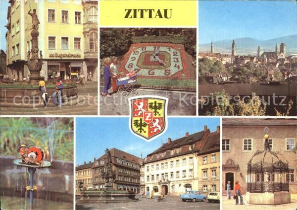 Zittau Rolandbrunnen Blumenuhr Schleifermännch