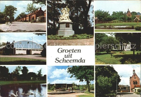 Scheemda Stadtansichten Weiher Denkmal Kirche
