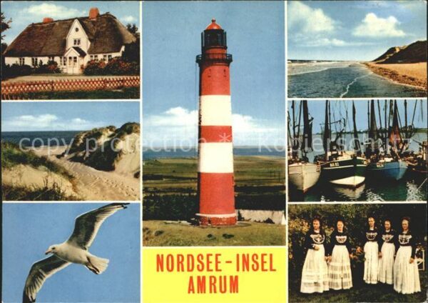 Amrum Leuchtturm Hafen Strand Tracht Reetdach