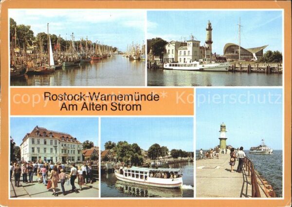 Warnemuende Ostseebad am alten Strom Leuchtturm