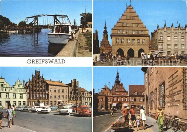 Greifswald Mecklenburg Vorpommern Wieker Brücke Rathaus Markt Platz der F
