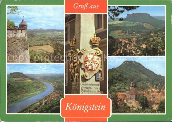 Koenigstein Saechsische Schweiz Elbe Lilienstein Postmeilensäule