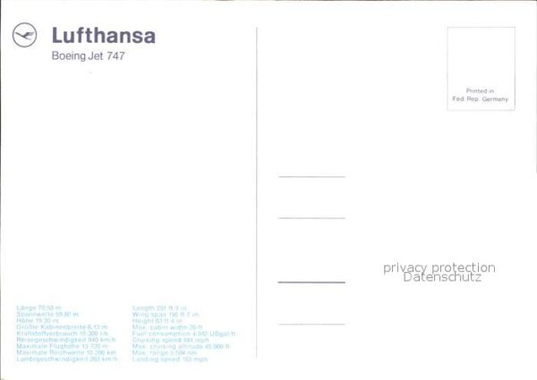 Lufthansa Boeing Jet 747 – Bild 2