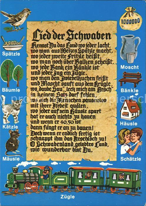 Liederkarte Lied der Schwaben Moscht Spätzle Bäumle