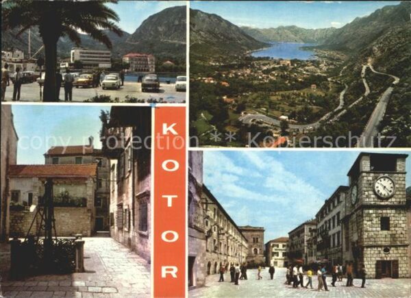 Kotor Montenegro Uhrturm Fliegeraufnahme