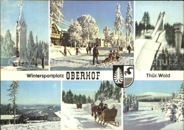 Oberhof Thueringen Denkmal Winteridyll Sprungschanze Pferd