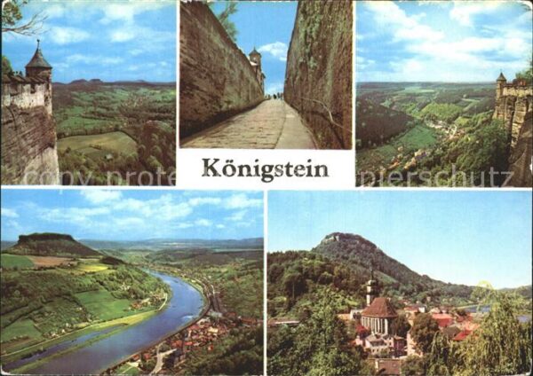 Koenigstein Saechsische Schweiz Blick vom Königstein Festungsaufgang Bi