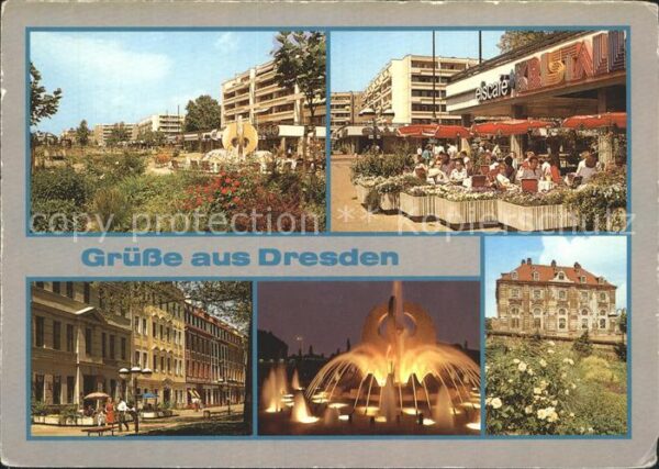 Dresden Am Neustädter Markt Eiscafe Leuchtfontä