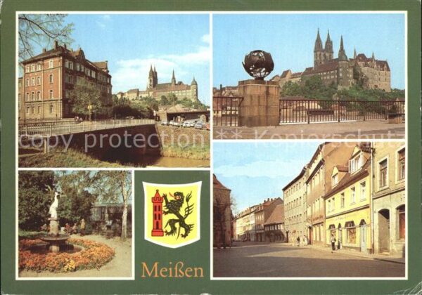 Meissen Elbe Sachsen Dom und Albrechtsburg Kändlerbrunnen Le