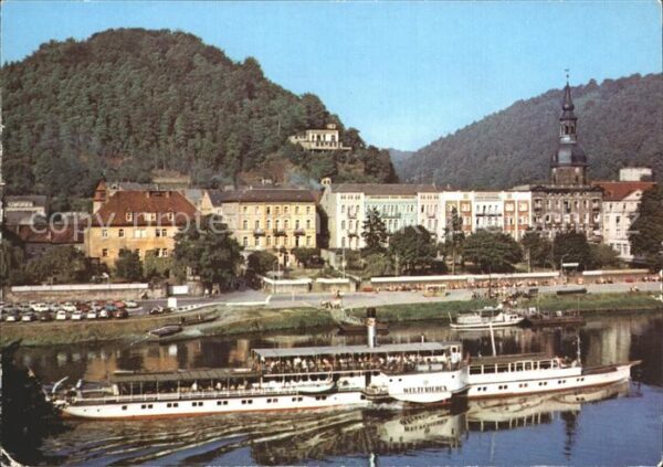 Bad Schandau Teilansicht Elbepartie Ausflugsdampfer