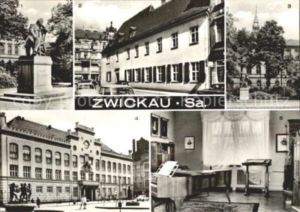 Zwickau Sachsen Robert Schumann- Denkmal Rathaus Robert
