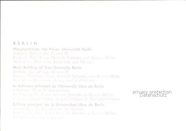 Berlin Hauptgebäude Freien Universtität Berlin – Bild 2