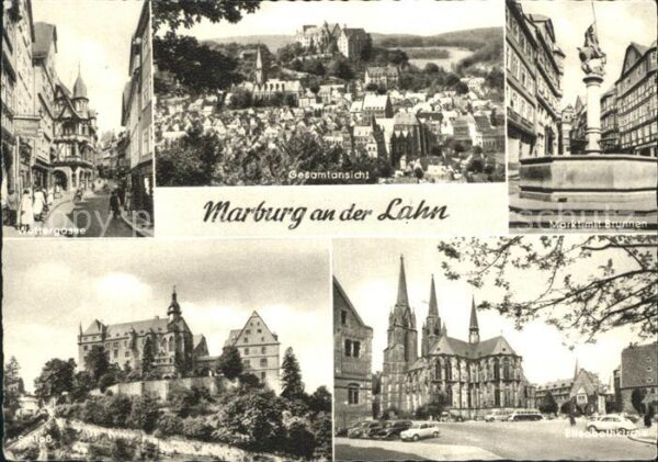 Marburg Lahn Markt Brunne Schloss Elisabethkirche