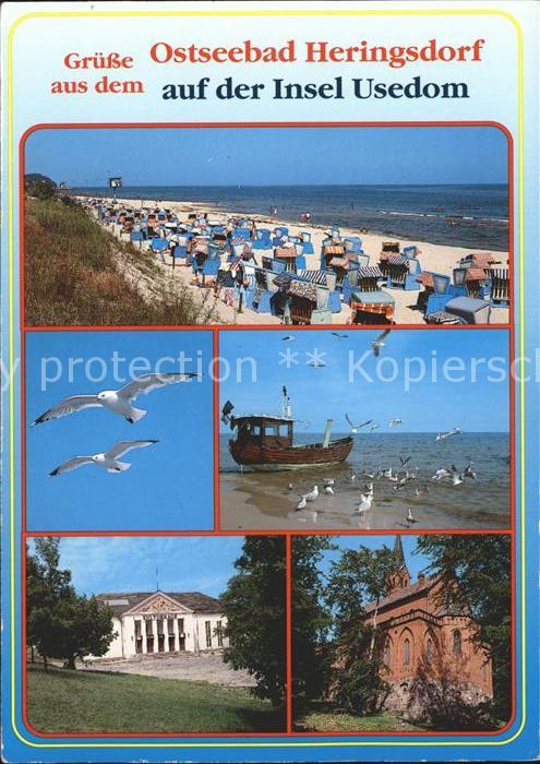 Heringsdorf Ostseebad Usedom Strand Möwe Boot Kirche