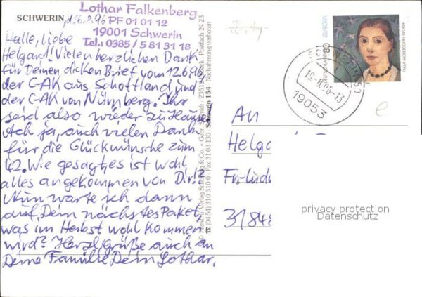 Schwerin Mecklenburg Ortskarte Beutel Schwanen-Insel Schweri – Bild 2