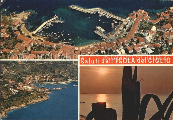 Isola del Giglio Fliegeraufnahme mit Hafen