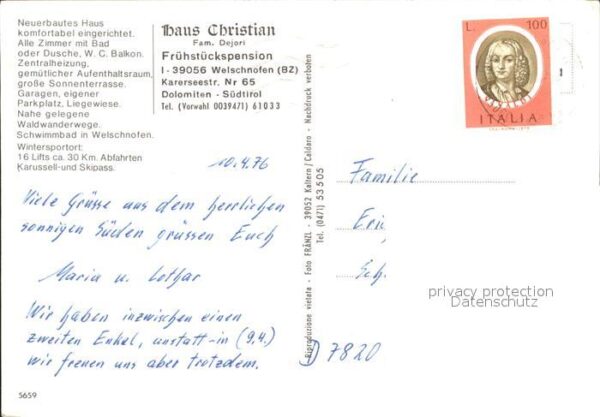 Welschnofen Suedtirol Haus Christian Pension – Bild 2