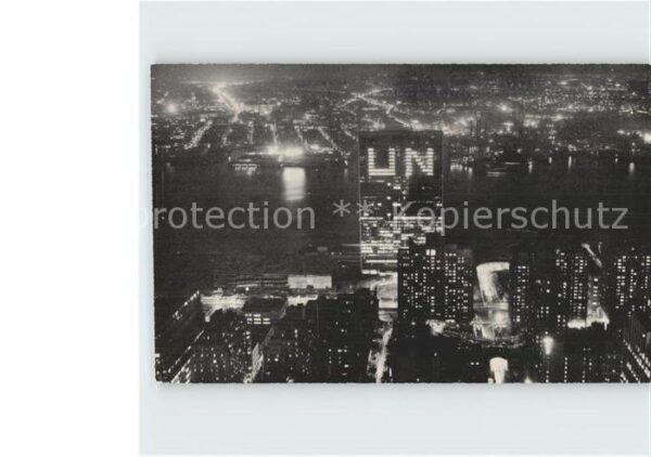New York City United Nations Headquarters at night