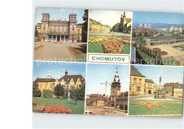 Chomutov Schloss Park Kirche Teilansichten
