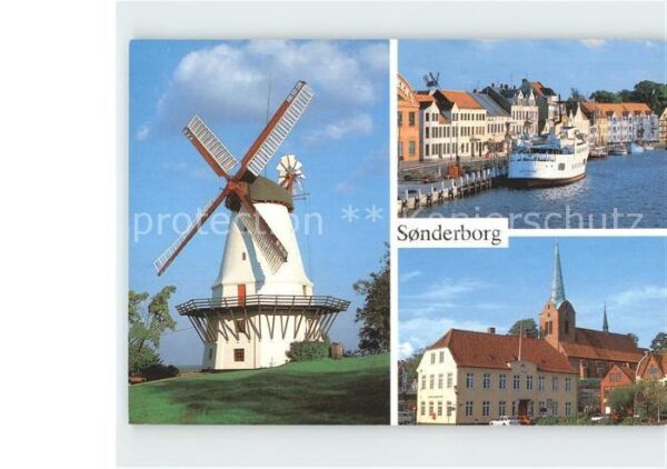Sonderborg Windmühle Hafenpartie Kirche