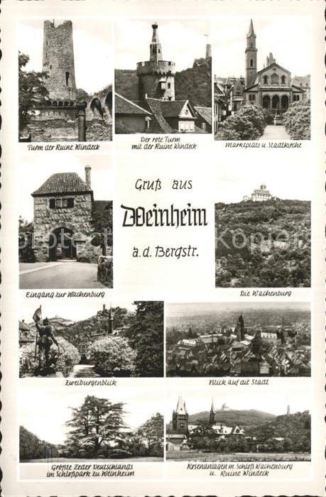 Weinheim Bergstrasse Ruine Windeck Kirche Roter Turm Wachenb