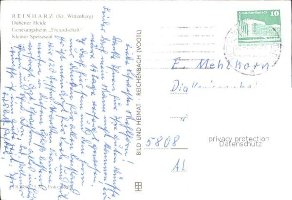 Reinharz Duebener Heide Genesungsheim Freundschaft kleiner Spei – Bild 2