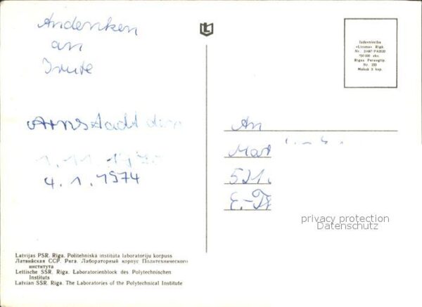 Riga Lettland Laboratories Polytechnical Institute – Bild 2