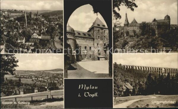 Mylau Gesamt mit Kuhberg Schloss Göltzschtalb