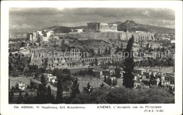 Athenes Athen Acropole vue du Philopappe