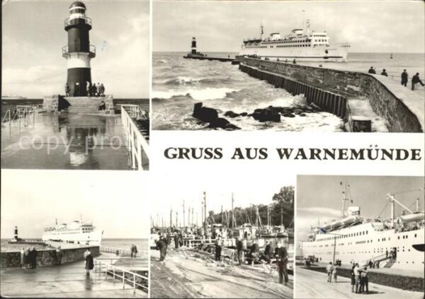 Rostock-Warnemuende Mole Fährschiff Warnemünde Leuchtturm M