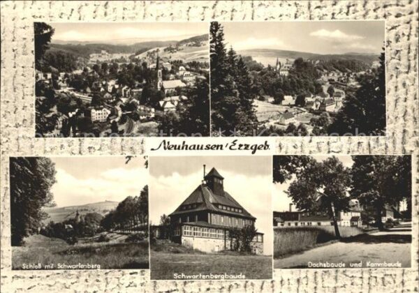 Neuhausen Erzgebirge Totalansicht Schloss mit Schwartenbergb