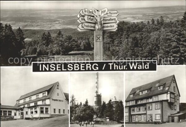 Inselsberg Schmalkalden Panorama Wegweiser Berghotel Sendeanlag