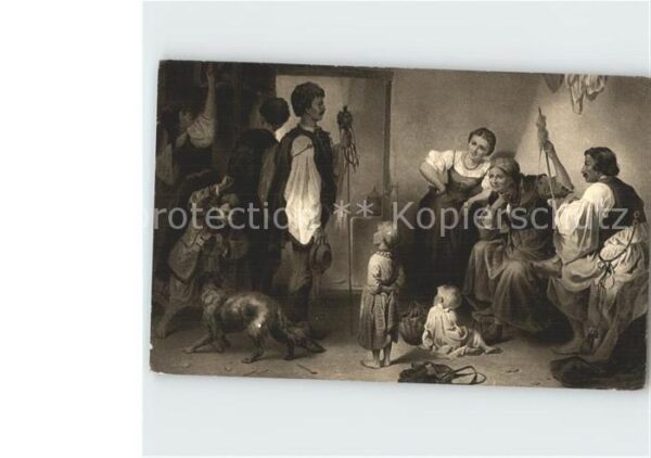 Kuenstlerkarte M. Munkacsy Einladung zur Hochzeit