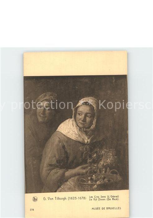 Kuenstlerkarte G. Van Tilborgh Les Cinq Sens