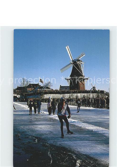 Schlittschuhlaufen Eislaufen Windmühle Feestdagen Lieuwe Zander Lely