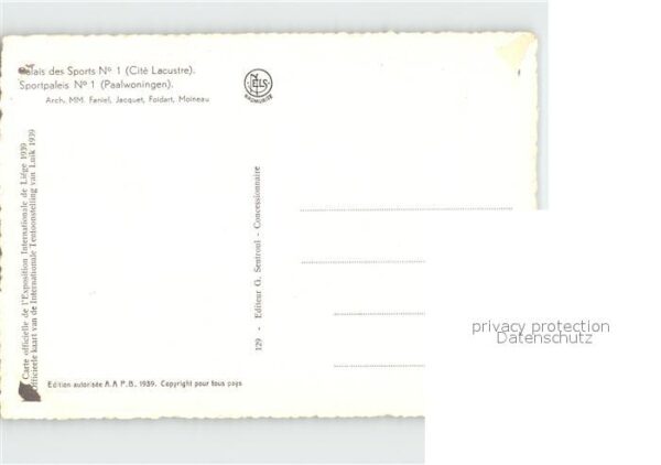 Exposition Internationale Liege 1939 Palais des Sports No. 1 Cite Lacustre – Bild 2