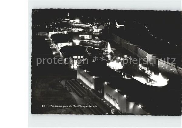 Exposition Internationale Liege 1939 Panorama pris du Teleferique Soir
