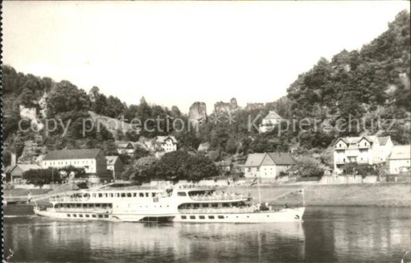 Rathen Saechsische Schweiz MS Karl Marx Elbe Dampfer Elbsandsteing
