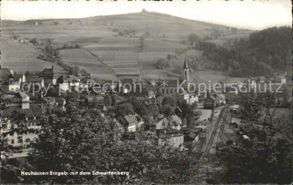 Neuhausen Erzgebirge Ortsansicht mit Kirche Schwartenberg