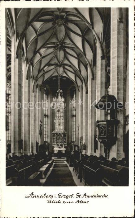 Annaberg-Buchholz Erzgebirge St Annenkirche Blick zum Altar Kanzel