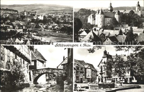 Schleusingen Teilansichten Brücke Brunnen Schloss Be