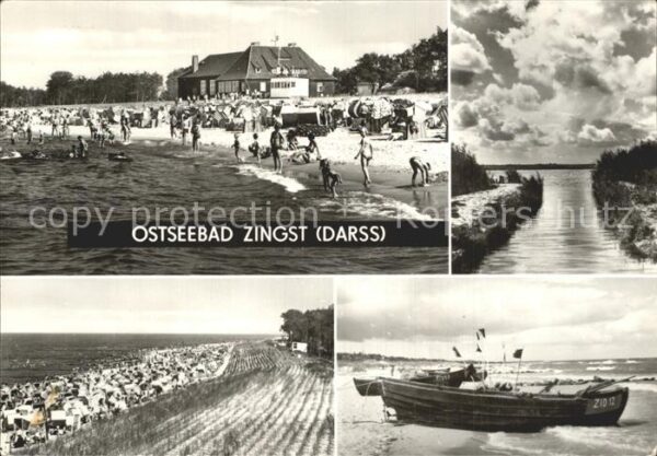Zingst Ostseebad Strand Gaststätte Gewitterwolken Boot