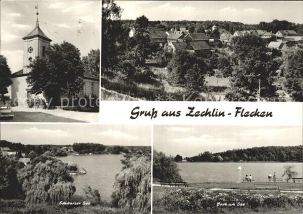Flecken Zechlin Teilansicht Kirche Park Schwarzer See