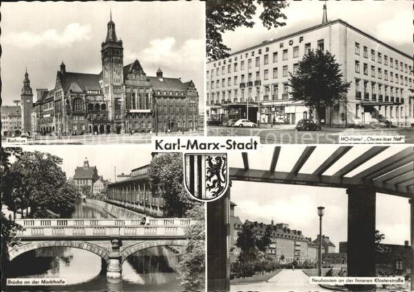 Karl-Marx-Stadt Rathaus HO Hotel Chemnitzer Hof Brücke