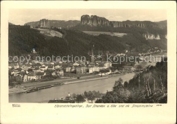 Bad Schandau Blick über die Elbe Schrammsteine Elbsa